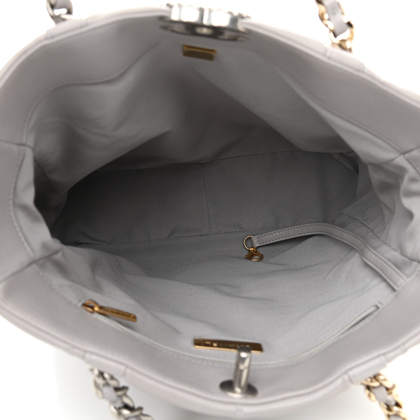 Lambskin Quilted Chanel 19 Shopping Bag Grey