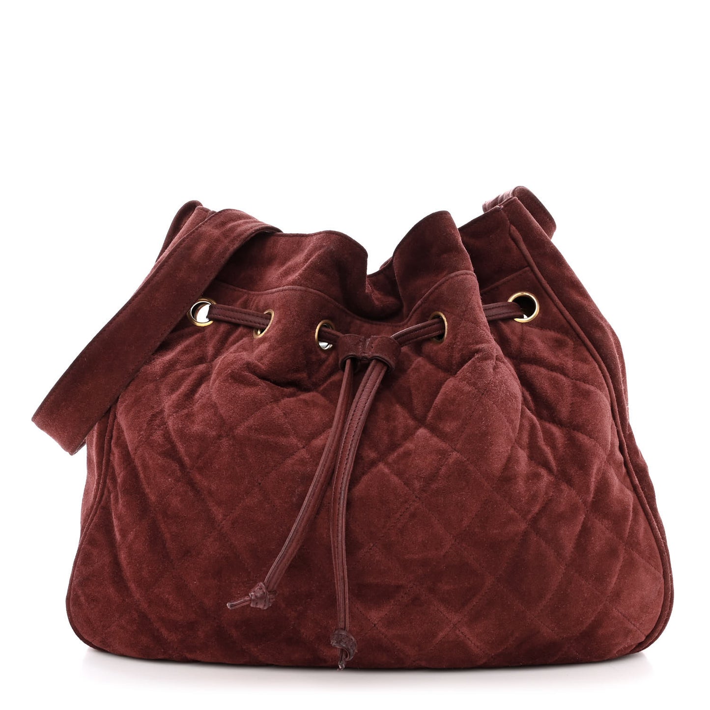Suede Drawstring Bag Red