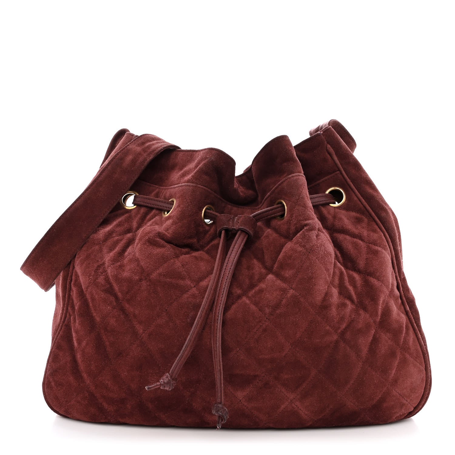 Chanel Suede Drawstring Bag Red 1 of 11