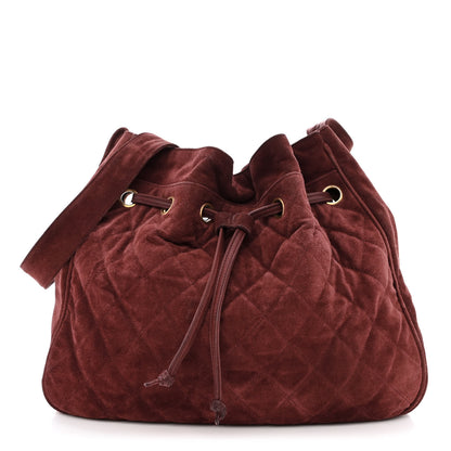 Chanel Suede Drawstring Bag Red 1 of 11