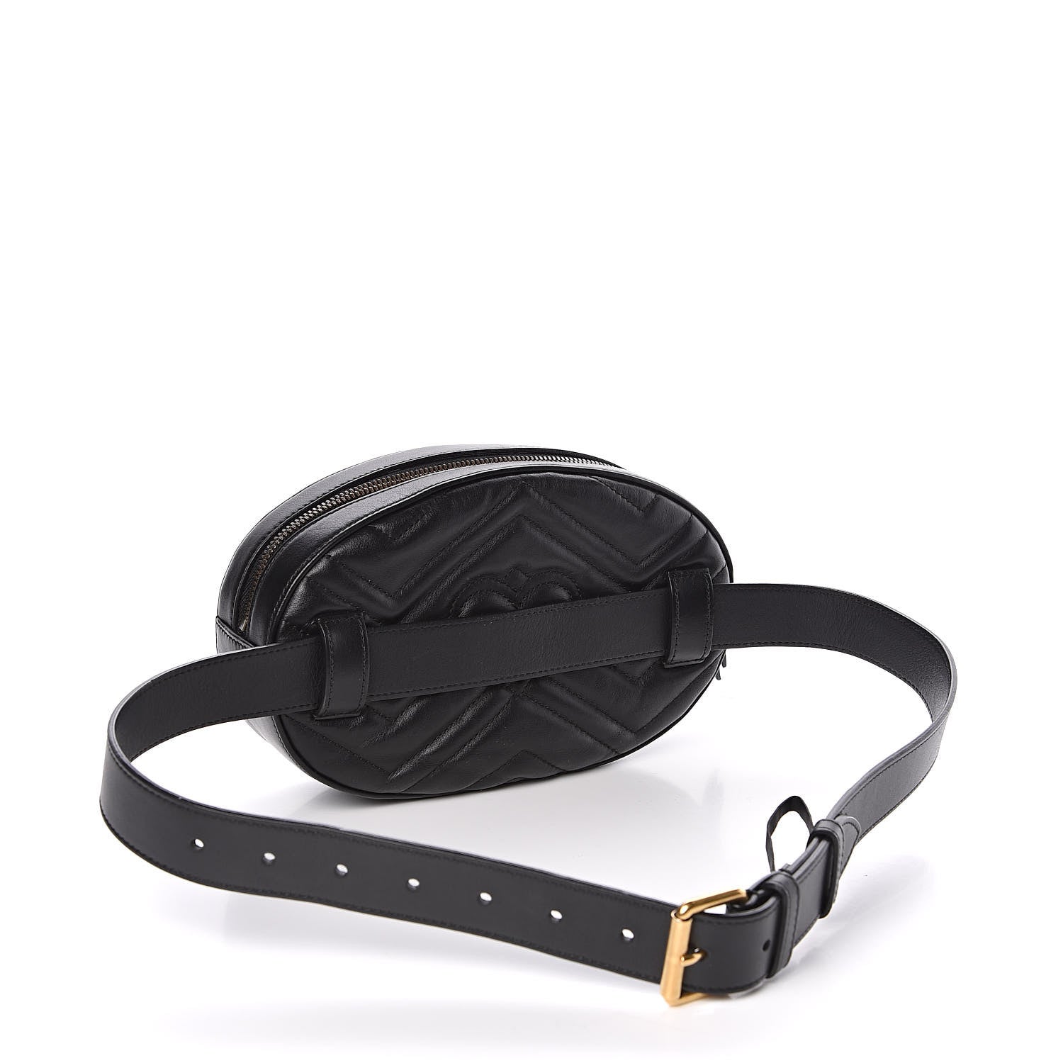 Gucci Calfskin Matelasse Animal Studs GG Marmont Belt Bag 100 40 Black 3 of 11