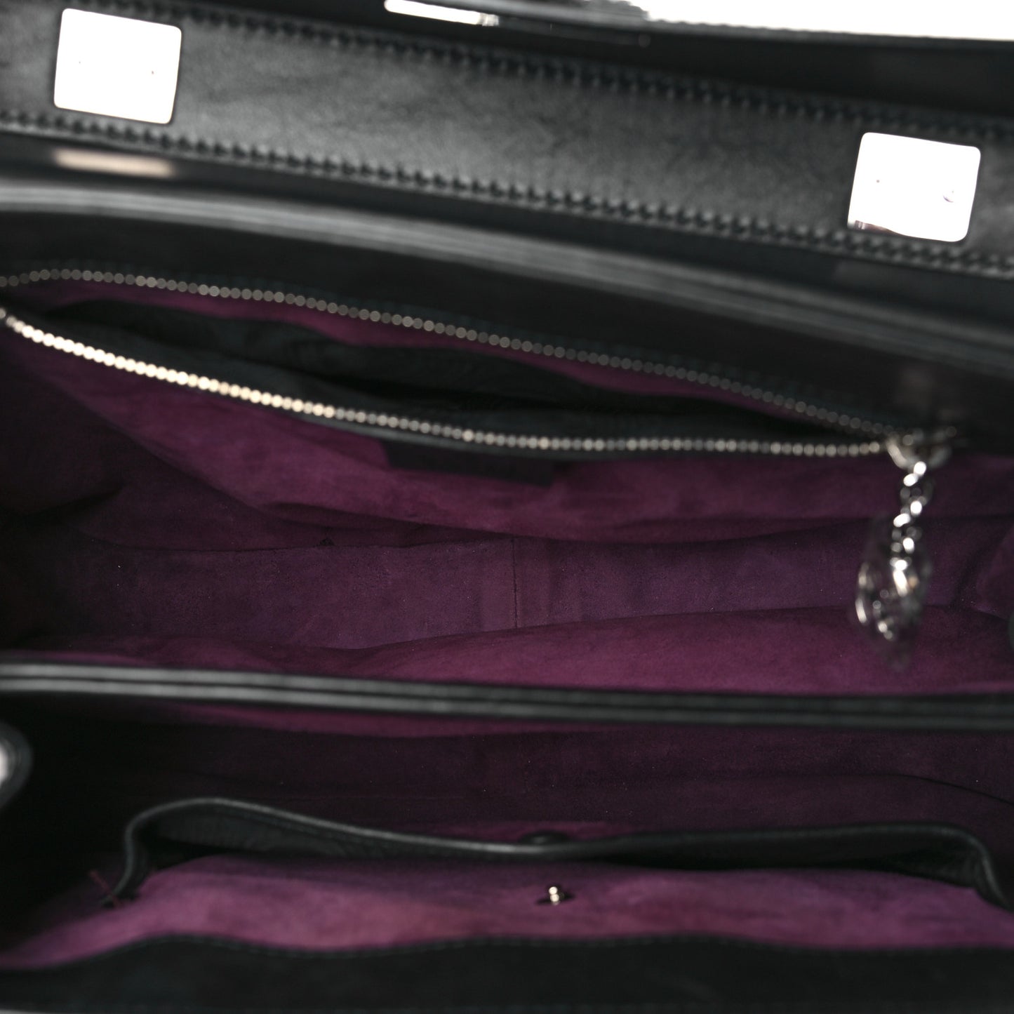 Regent Calfskin Bamboo Medium Lady Lock Top Handle Bag Black