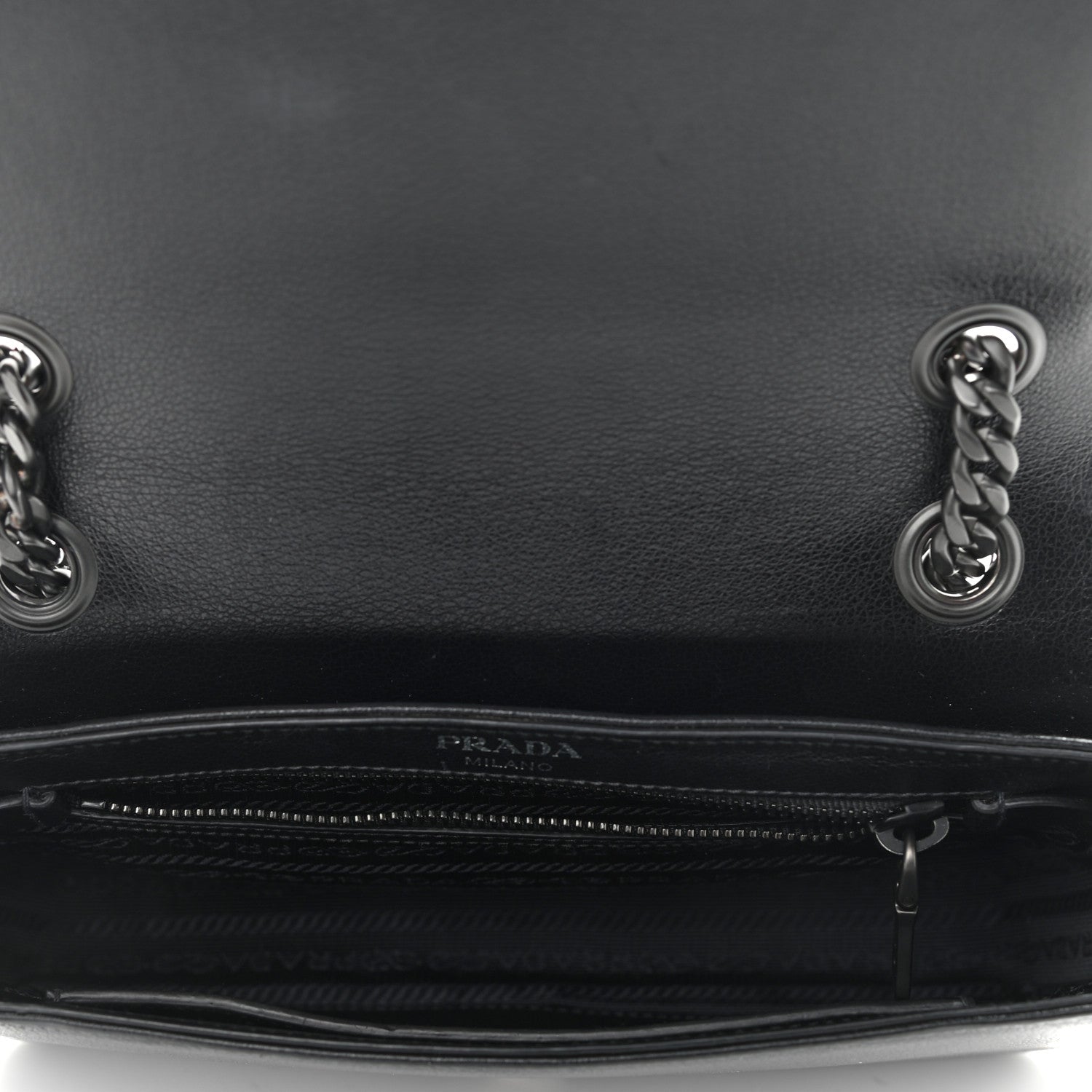 Prada Glace Calfskin Studded Crossbody Grey Black 8 of 13