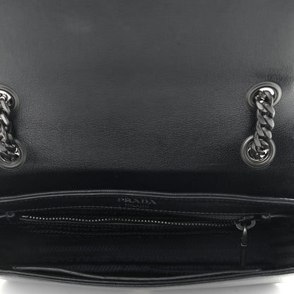 Prada Glace Calfskin Studded Crossbody Grey Black 8 of 13