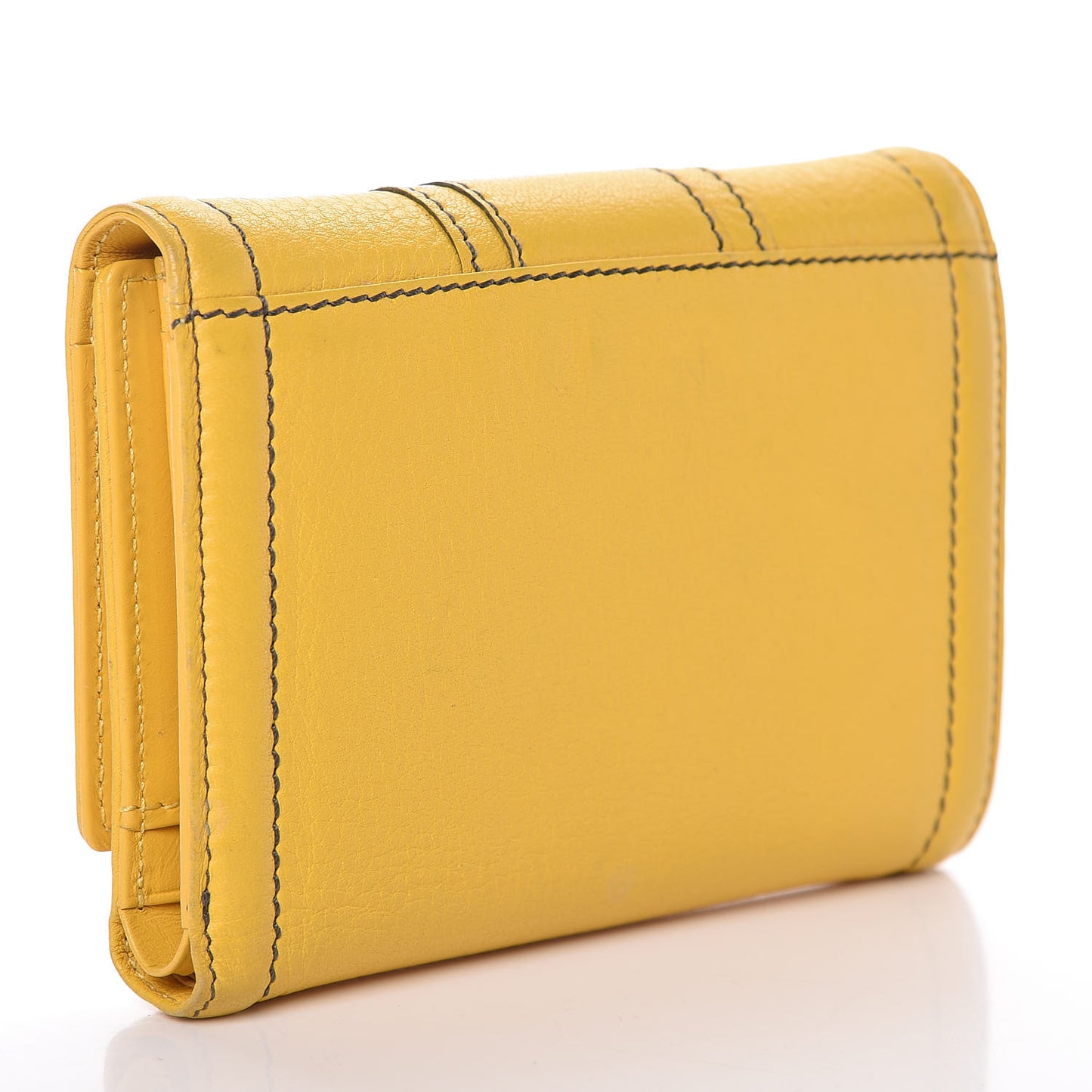 Calfskin Medium Tri-Fold Flap Wallet Yellow