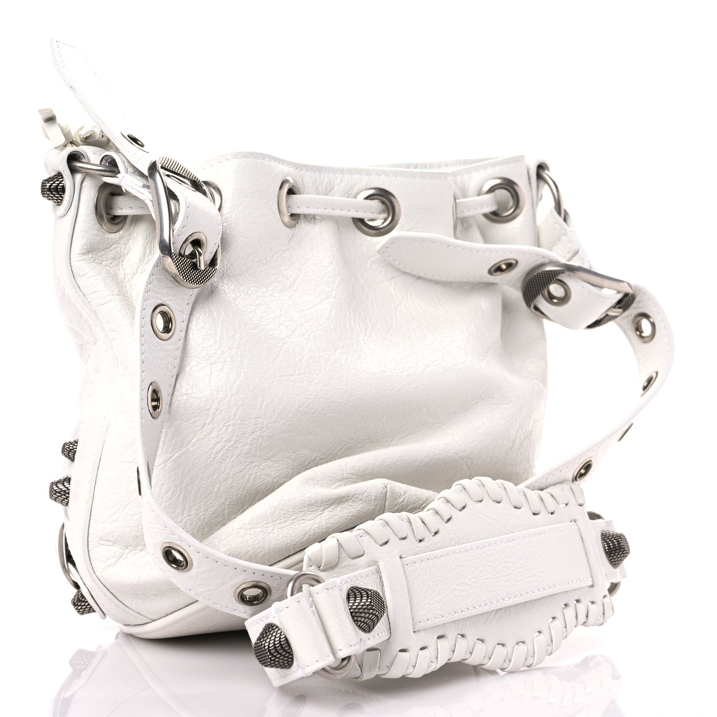 Agneau Arena Le Cagole Bucket Bag XS Optic White