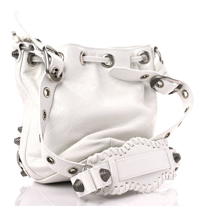 Balenciaga Agneau Arena Le Cagole Bucket Bag XS Optic White 4 of 10