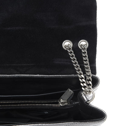Saint Laurent Metallic Calfskin Y Quilted Monogram Small Loulou Chain Satchel Acciaio 11 of 13