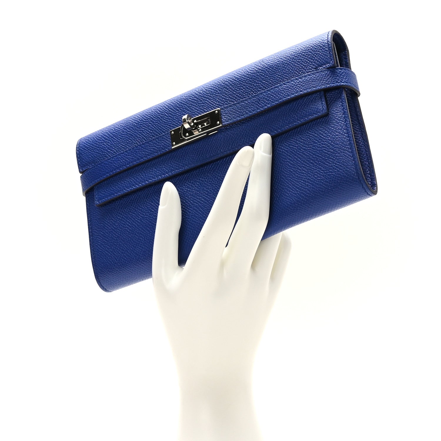 Hermes Epsom Kelly Longue Wallet Bleu Electrique 2 of 10