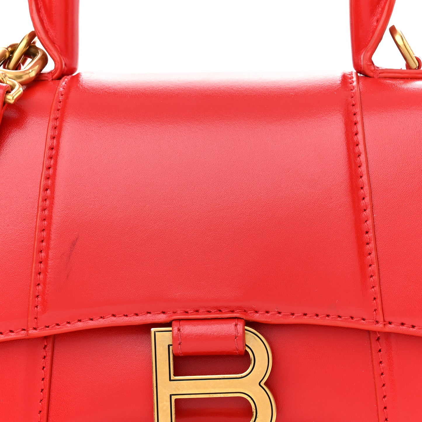 Shiny Box Calfskin Hourglass Top Handle Bag XS Bright Red