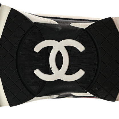 Chanel Calfskin CC Sneakers 38 Navy Blue White Light Burgundy 8 of 9