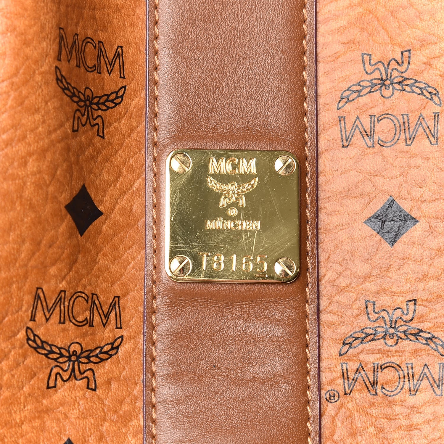 MCM Visetos Large Liz Reversible Shopper Tote Cognac 14 of 15