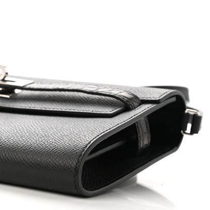 Hermes Epsom Matte Alligator Touch Kelly Wallet To Go Black 7 of 8