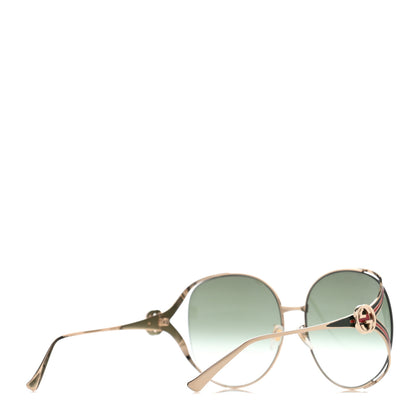 Gucci Metal Oversized Round Frame GG0225S Sunglasses Gold 4 of 7