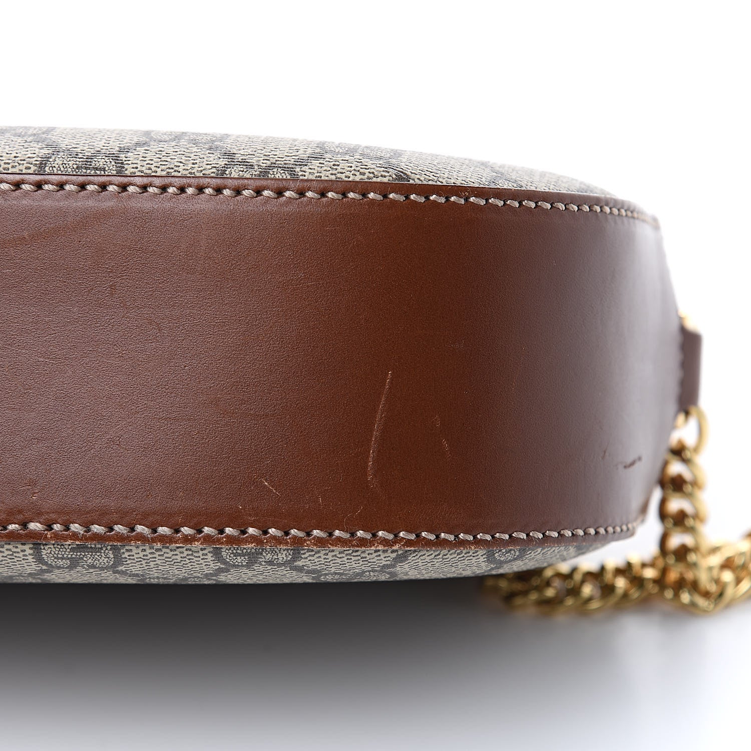 Gucci GG Supreme Monogram Cuoio Toscano Mini Chain Shoulder Bag Beige Ebony Cuir 11 of 15