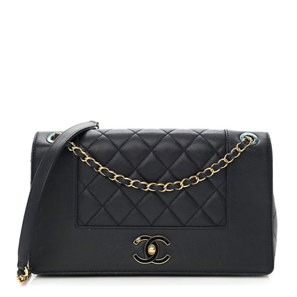 Chanel Sheepskin Quilted Vintage Mademoiselle Flap Navy 1 of 13