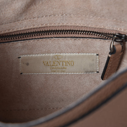 Valentino Garavani Grained Calfskin Onyx Guitar Strap Rockstud Rolling Shoulder Flap Messenger Bag Soft Noisette 6 of 9