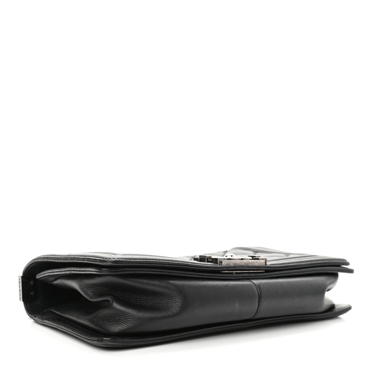 Calfskin Quilted Double Stitch New Medium Boy Flap Black