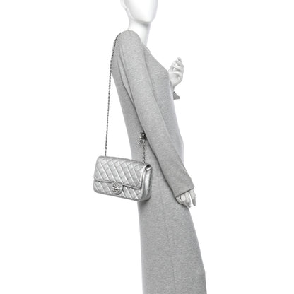 Chanel Metallic Caviar Quilted Medium CC Slide Flap Silver 3 of 27