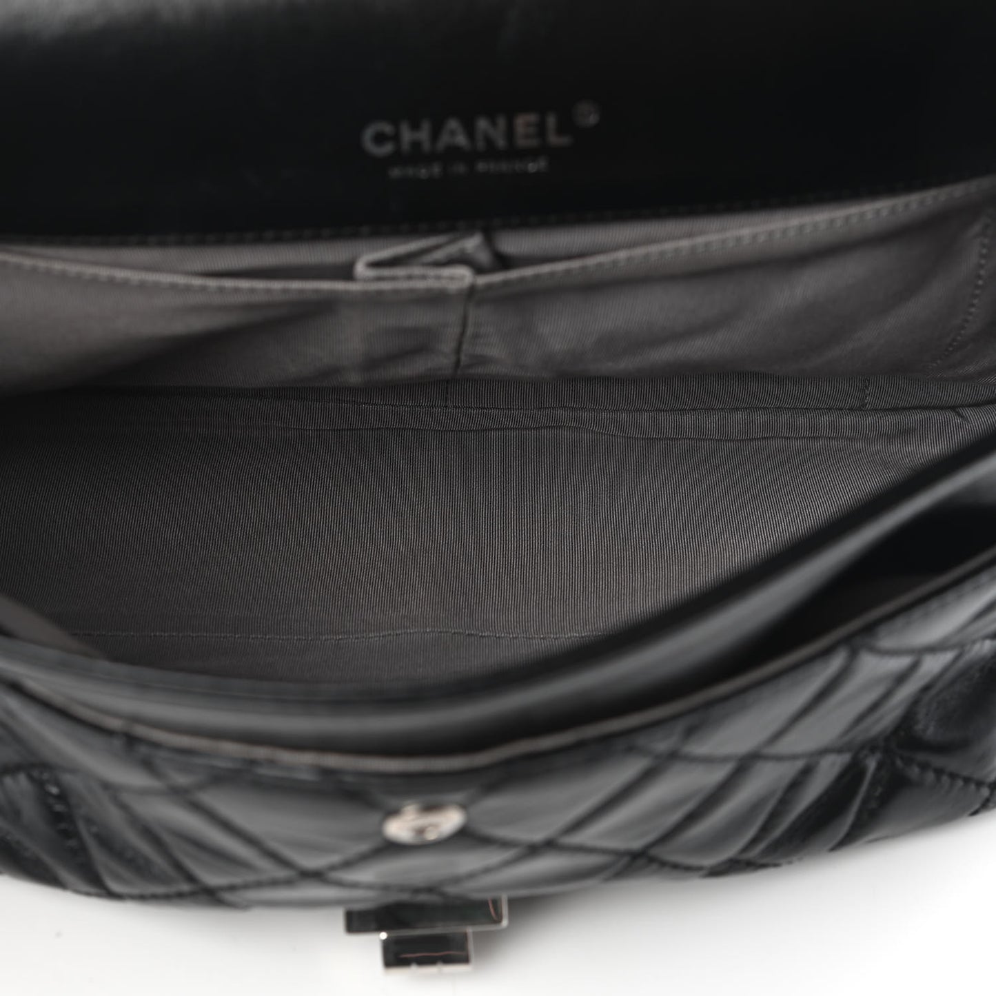 Glazed Calfskin Quilted Surpique 2.55 Reissue Flap Black