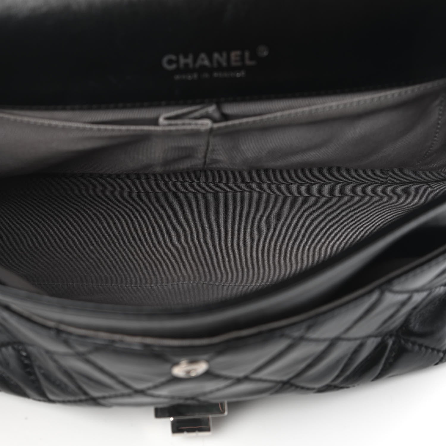 Chanel Glazed Calfskin Quilted Surpique 2.55 Reissue Flap Black 5 of 9