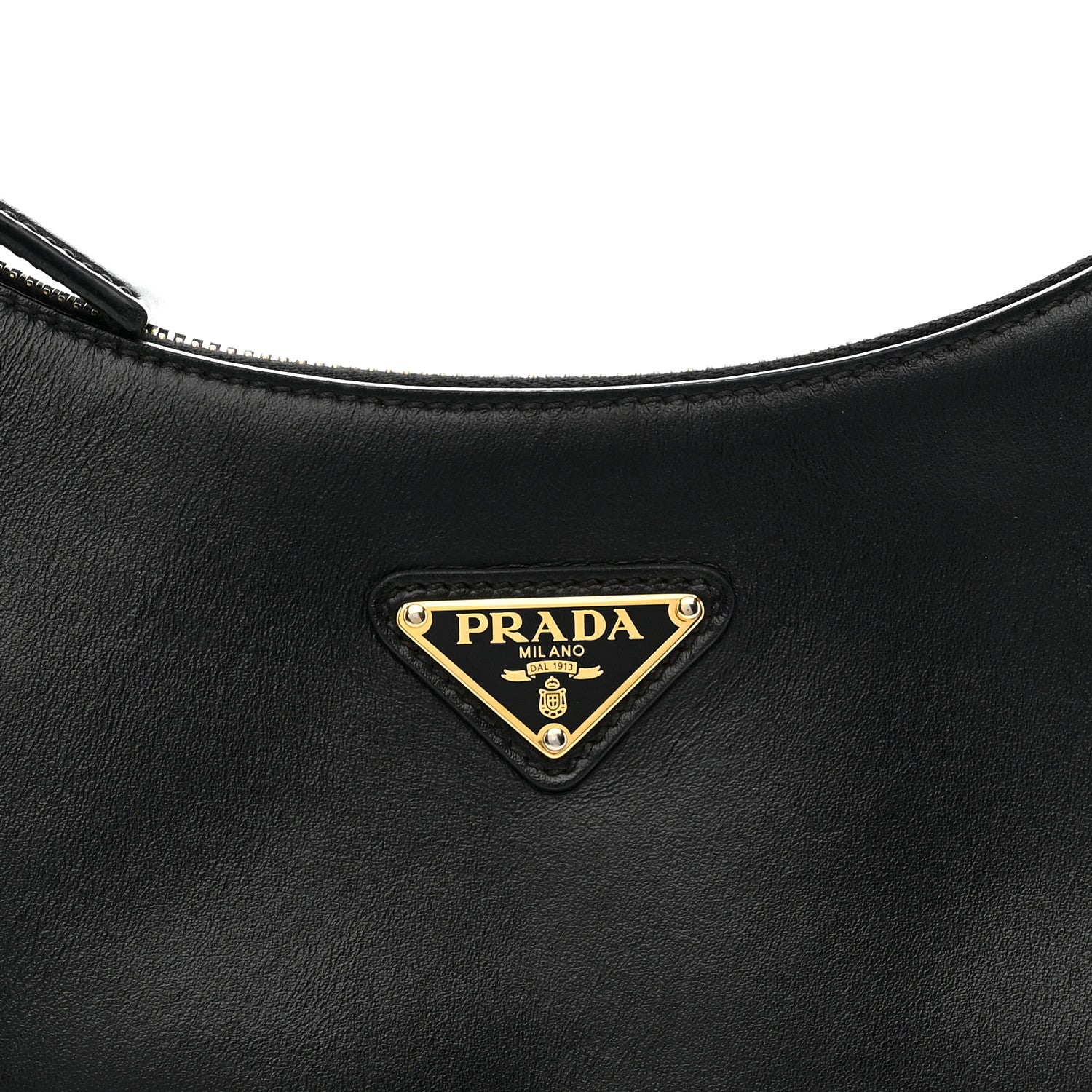Prada Soft Calfskin Arque Shoulder Bag Black 7 of 9