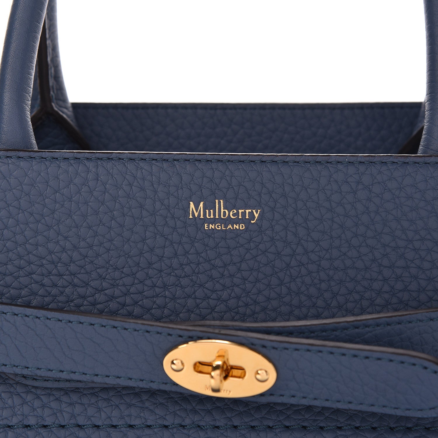 Mulberry Classic Grain Calfskin Belted Bayswater Tote Blue 10 of 10