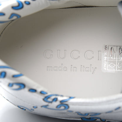 Gucci Miro Rubber Wax GucciGhost Print Mens New Ace Sneakers 7.5 Silver 6 of 8