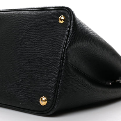 Prada Saffiano Cuir Medium Double Bag Black Fuoco 10 of 12