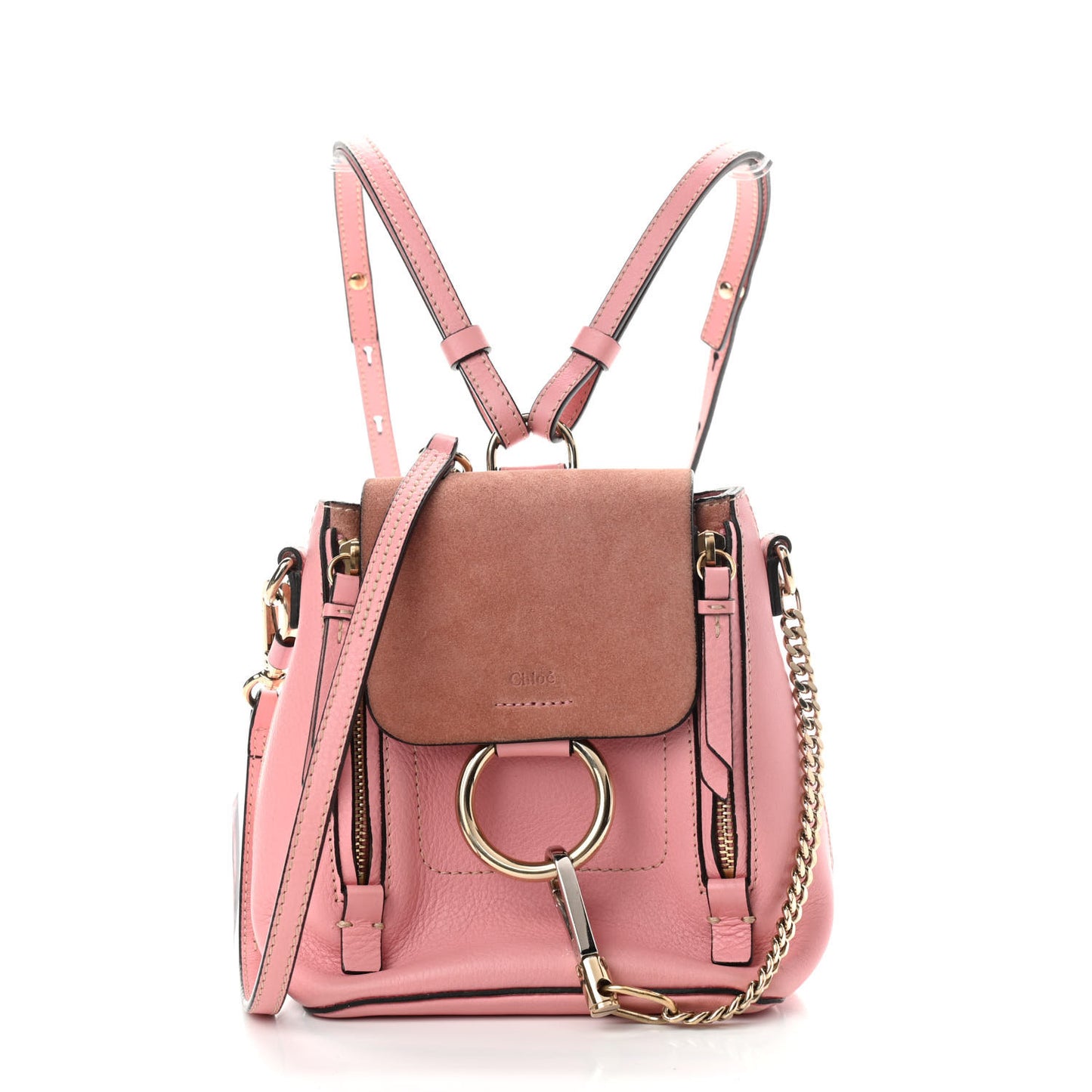 Suede Calfskin Mini Faye Backpack Ideal Blush