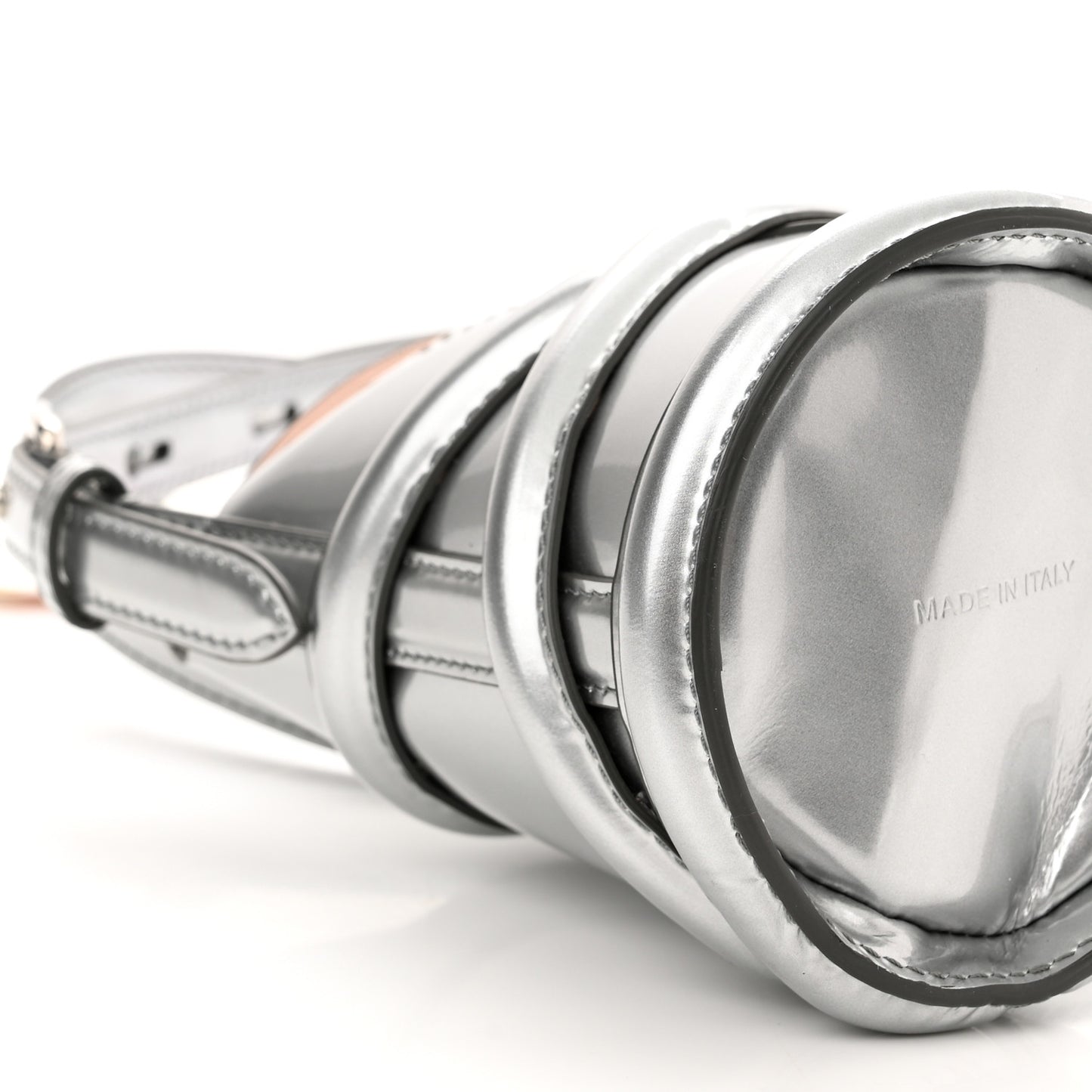 Metallic Calfskin The Curve Mini Shoulder Bag Silver