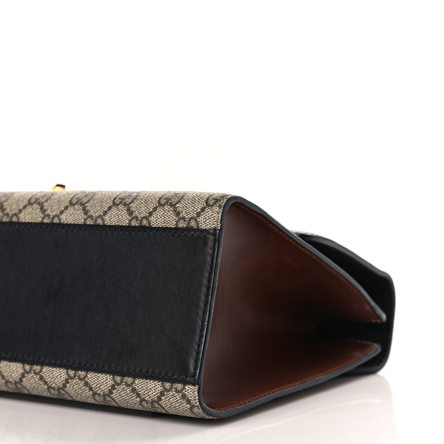 GG Supreme Monogram Calfskin Medium Padlock Shoulder Bag Beige Black Cuir