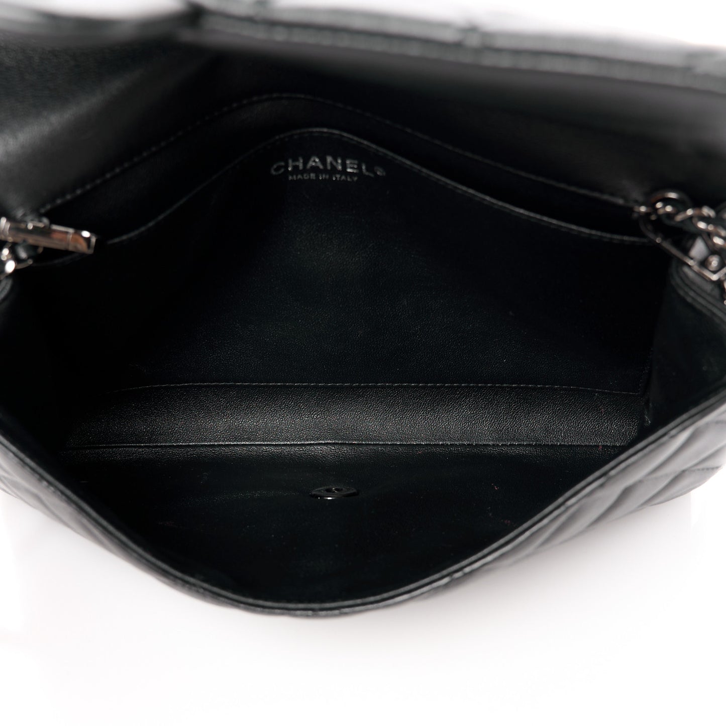 Lambskin Quilted Clutch with Chain Flap Black