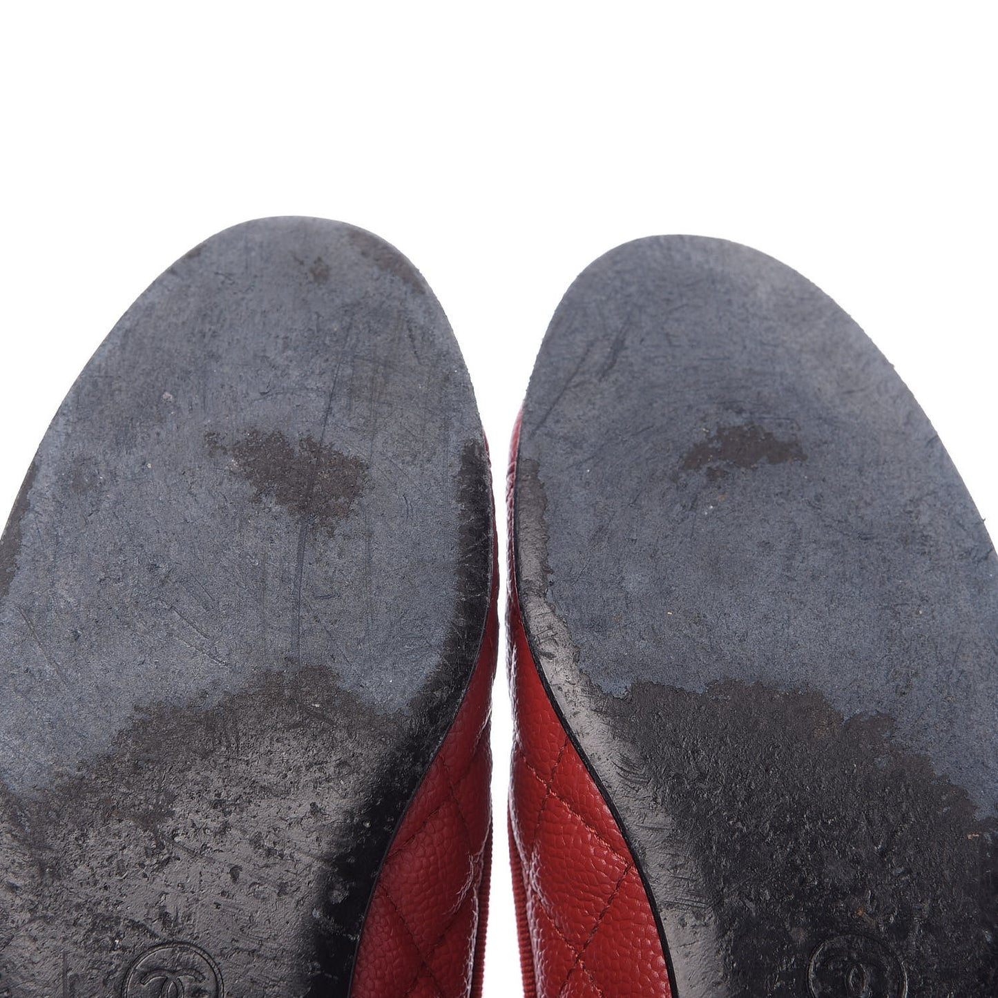 Caviar Quilted CC Cap Toe Ballerina Flats 37 Red