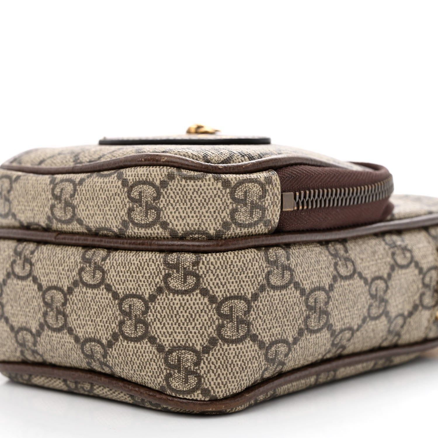 Gucci GG Supreme Monogram Mini Neo Vintage Double Zip Messenger Bag Beige New Acero Crop 12 of 12