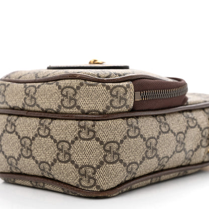 Gucci GG Supreme Monogram Mini Neo Vintage Double Zip Messenger Bag Beige New Acero Crop 12 of 12