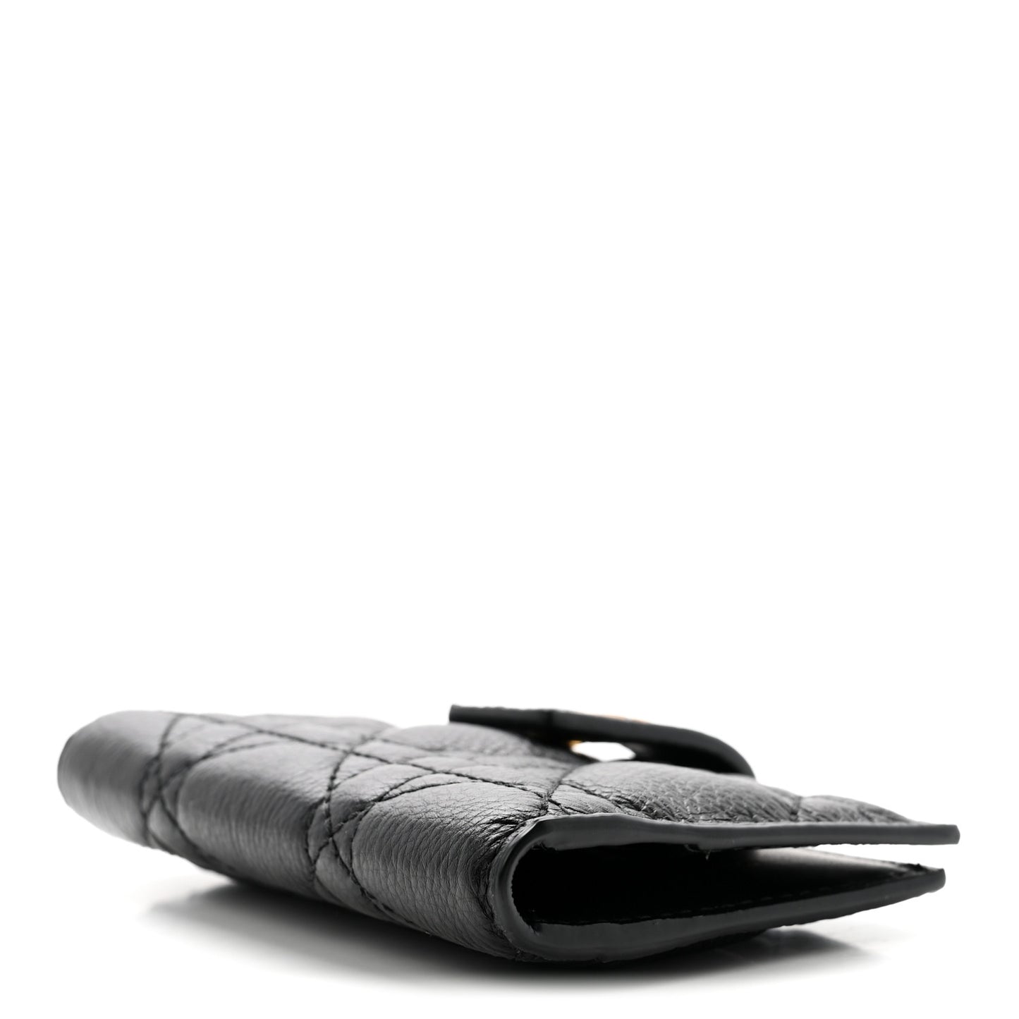 Supple Calfskin Cannage Caro Dandelion Card Holder Black