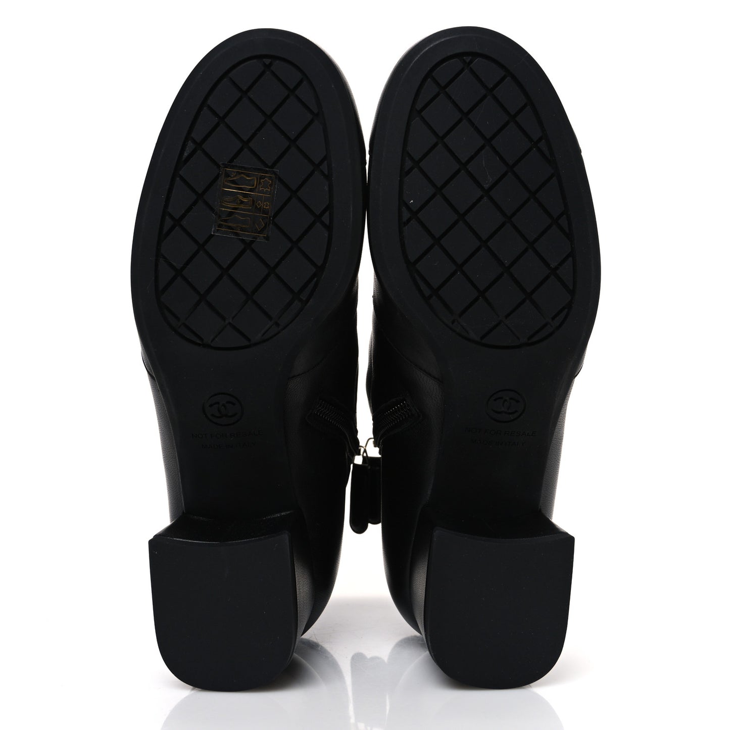 Stretch Lambskin Cap Toe CC Short Boots 36.5 Black