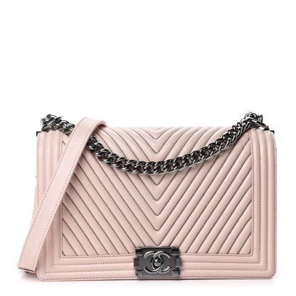 Chanel Calfskin Chevron Micro Chains Boy Flap Light Pink 1 of 10