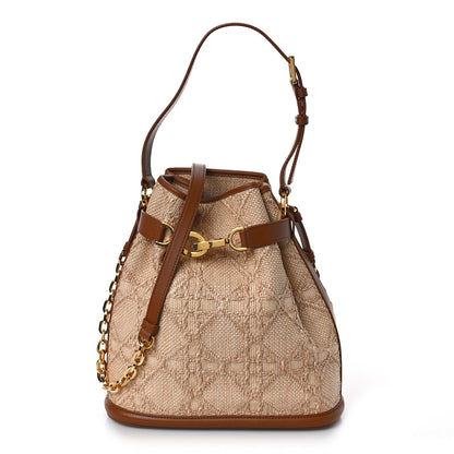 Christian Dior Raffia Calfskin Cannage C'est Dior Cannage Bucket Bag Natural 1 of 8