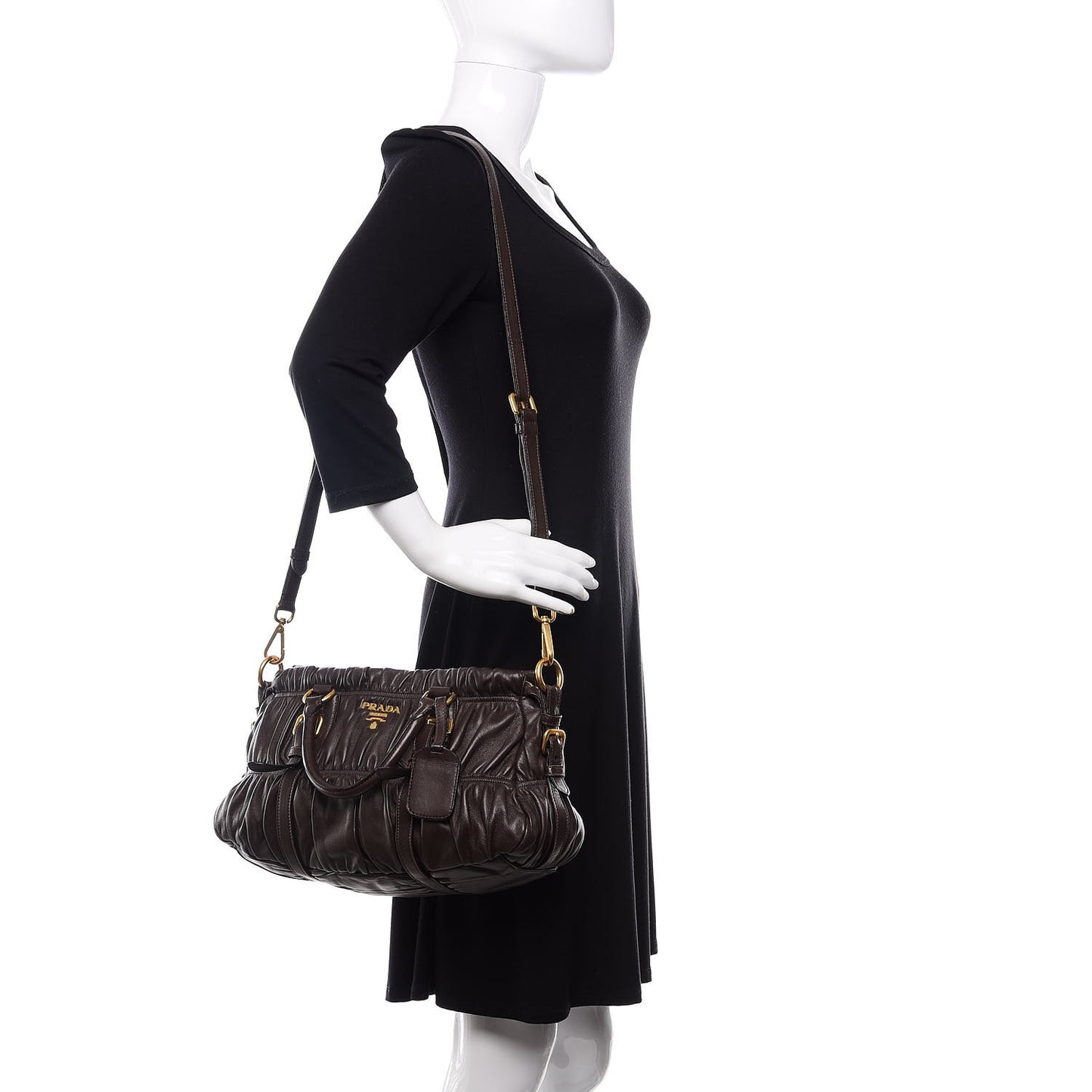 Nappa Gaufre Shopping Satchel Brown