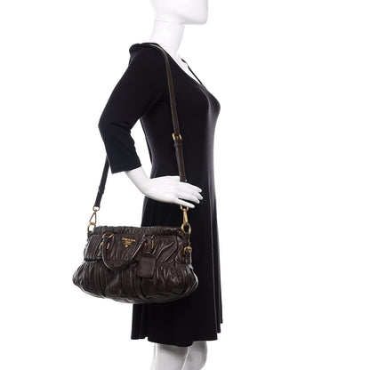 Prada Nappa Gaufre Shopping Satchel Brown 2 of 14