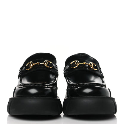 Gucci Magnum Calfskin Nappa Samoa Womens Horsebit Platform Chunky Lug Sole 40mm Loafers 39 Black 2 of 8