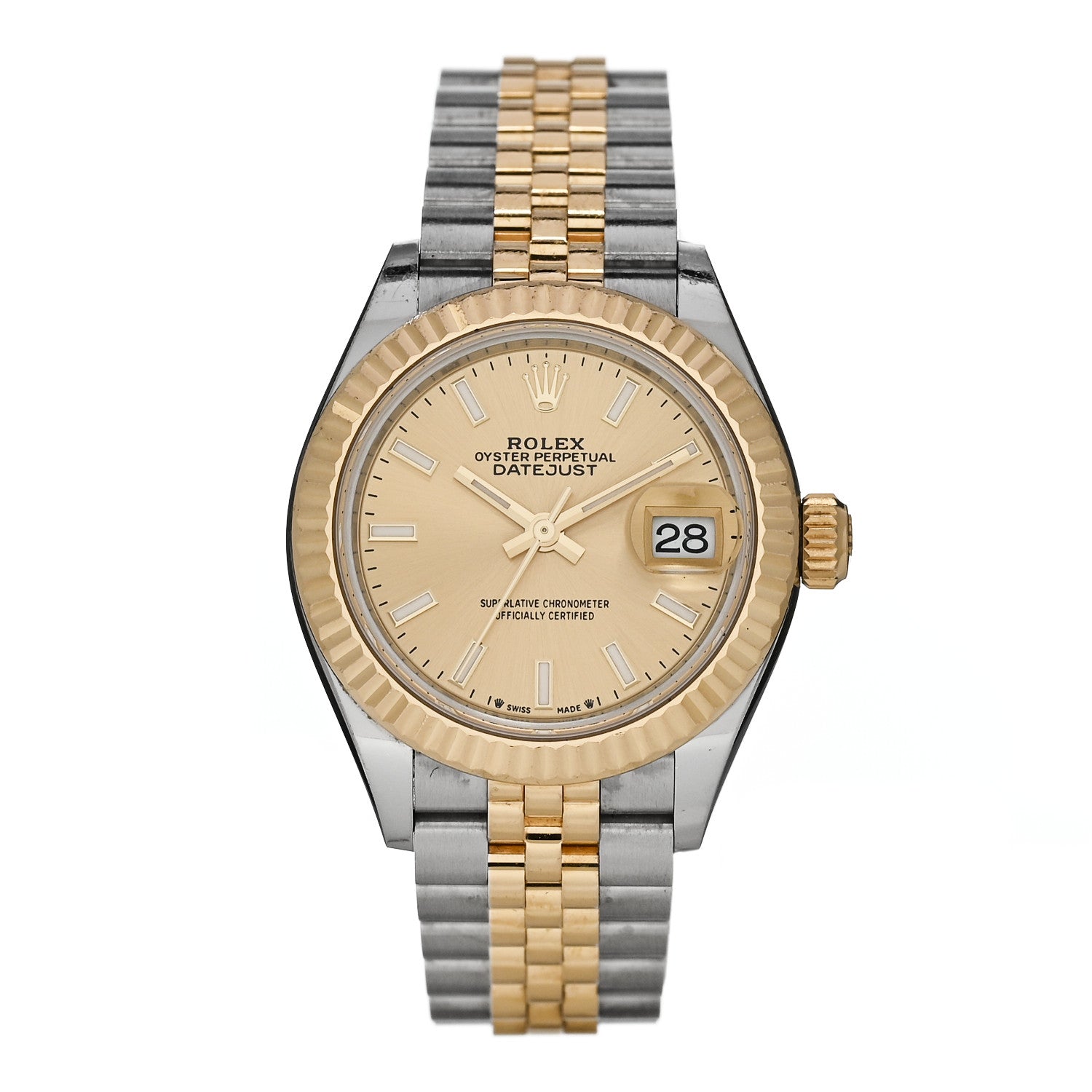 Rolex Stainless Steel 18K Yellow Gold 28mm Oyster Perpetual Datejust Watch Champagne 279173 1 of 5
