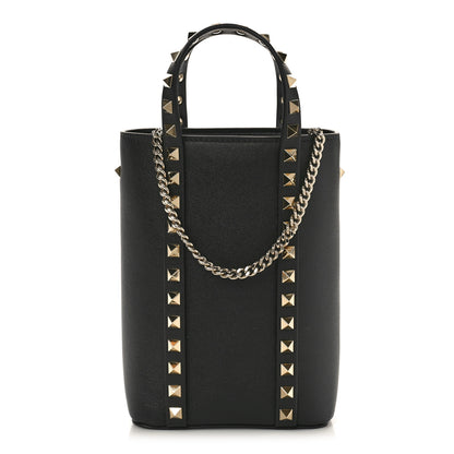 Valentino Garavani Pebbled Calfskin Rockstud North-South Crossbody Bag Black 1 of 8