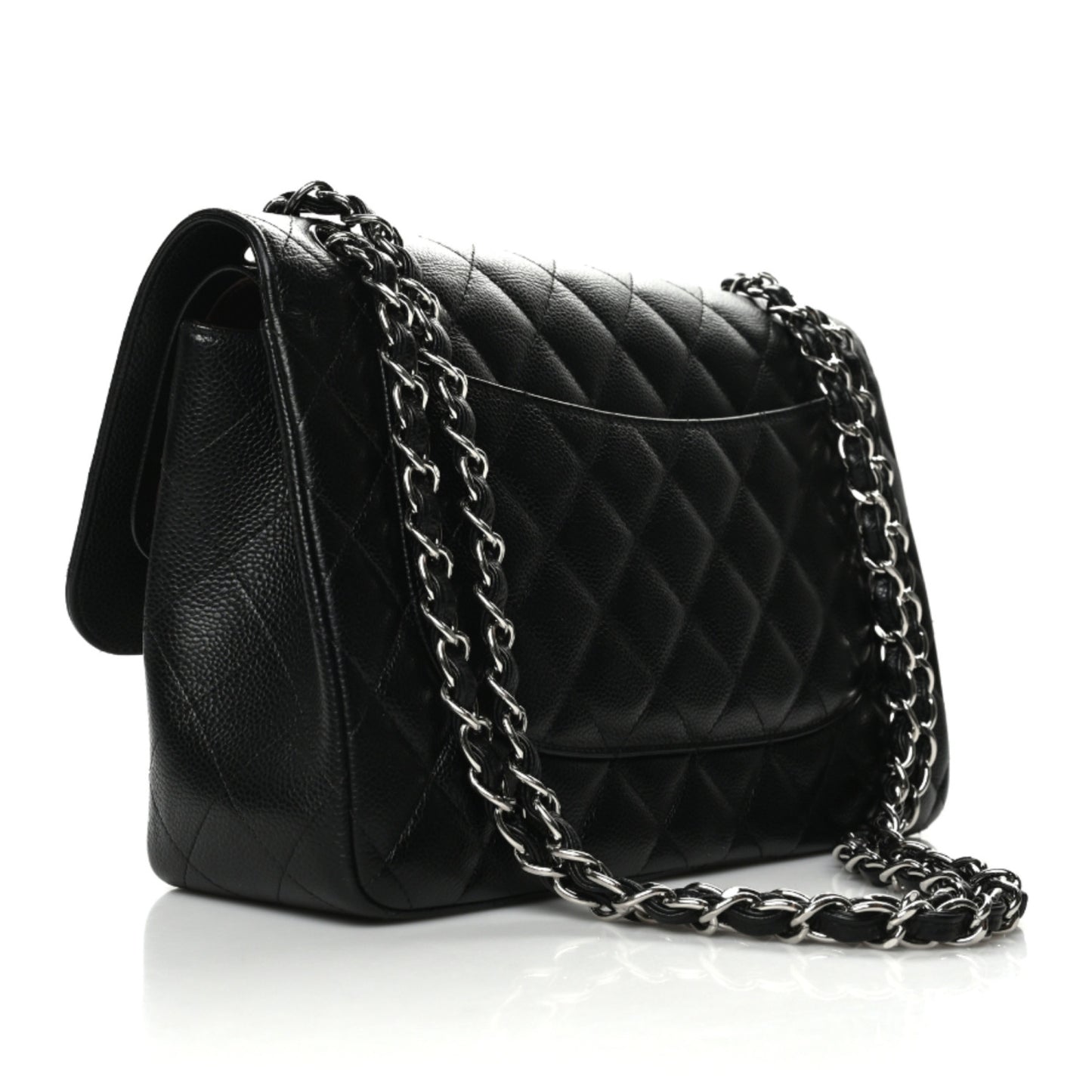 Caviar Quilted Jumbo Double Flap Black
