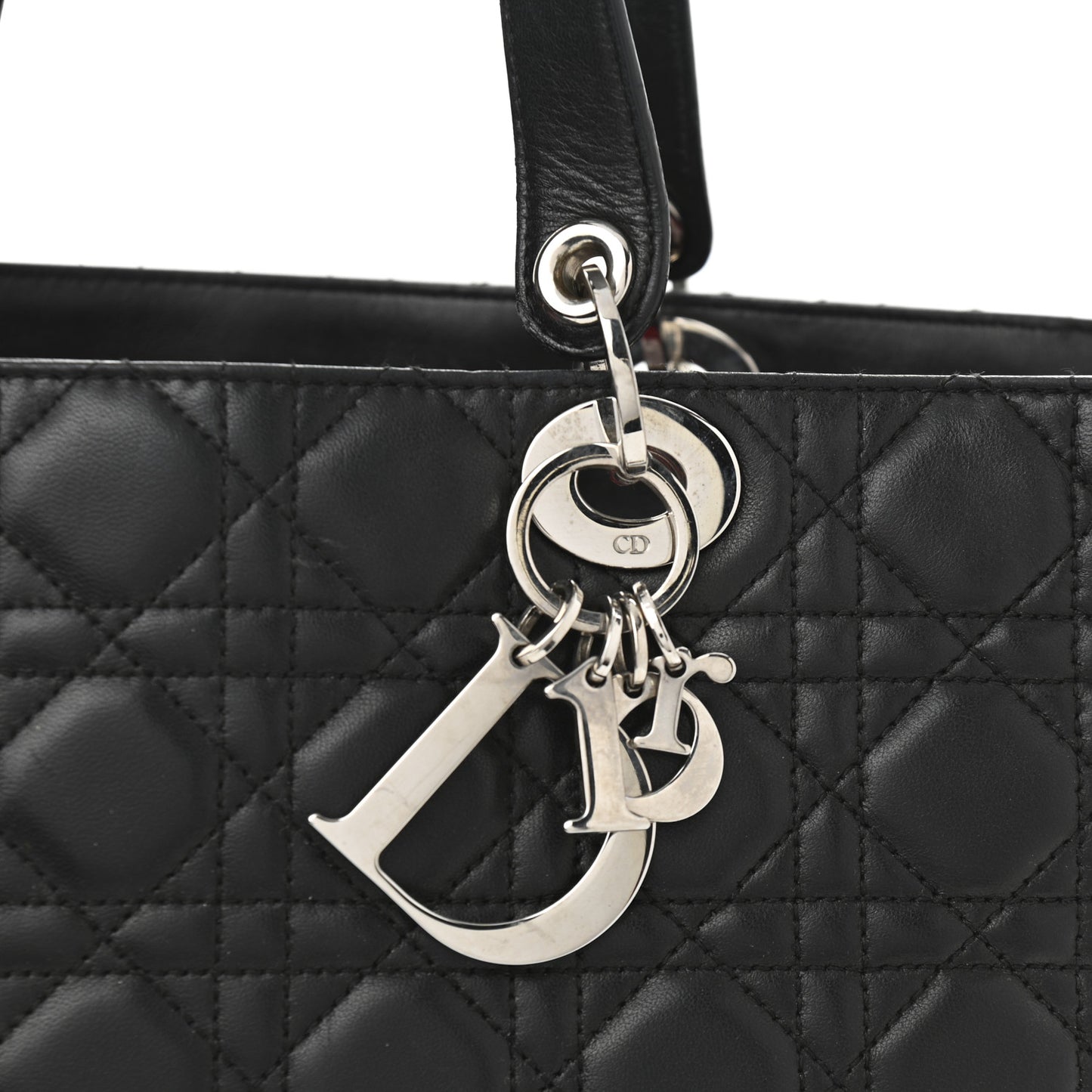 Lambskin Cannage Large Lady Dior Shopper Tote Black