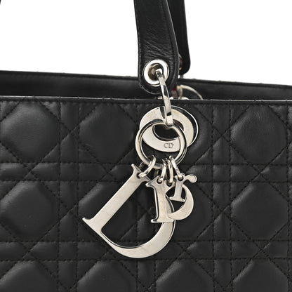 Christian Dior Lambskin Cannage Large Lady Dior Shopper Tote Black 7 of 12