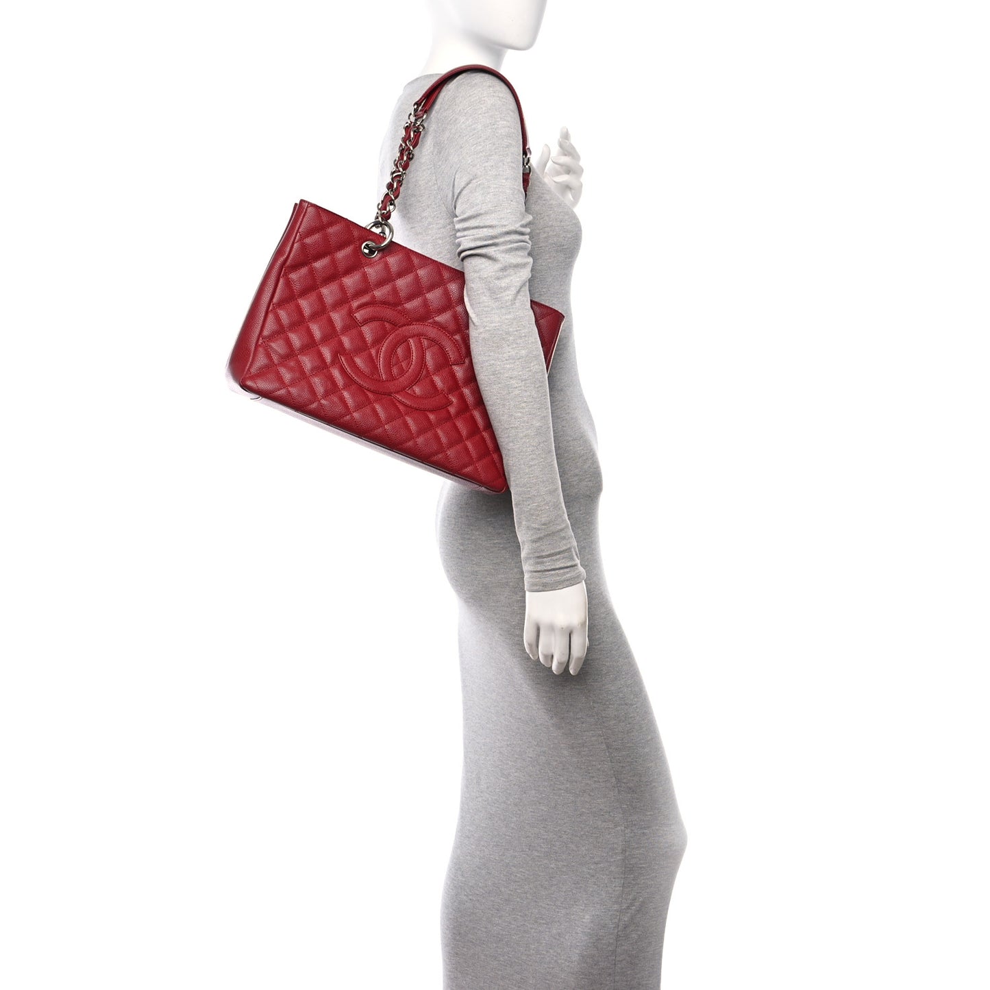 Caviar Quilted Grand Shopping Tote GST Red