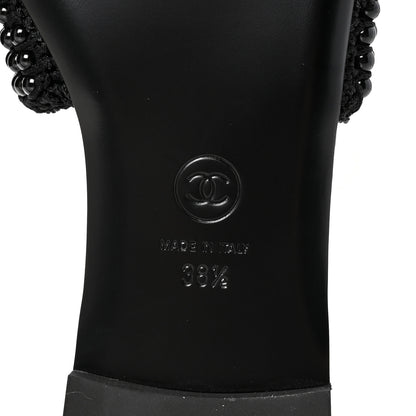 Chanel Pearl Crystal CC Mules Sandals 38.5 Black 7 of 10
